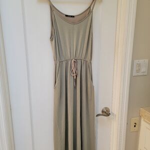 Annabelle Light Green Midi Dress with Cinched Waist